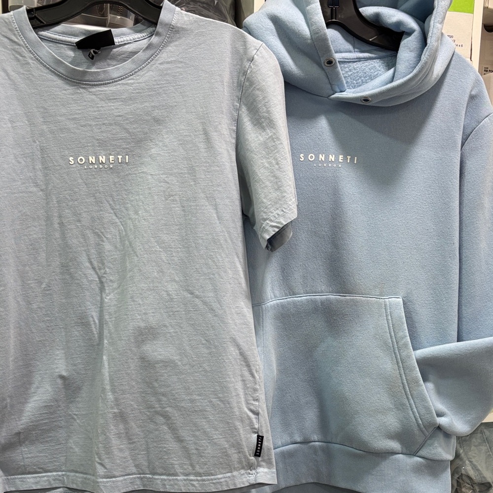 Sonneti London Light Blue Men’s T-Shirt and Hoodie Set PRE-Owned